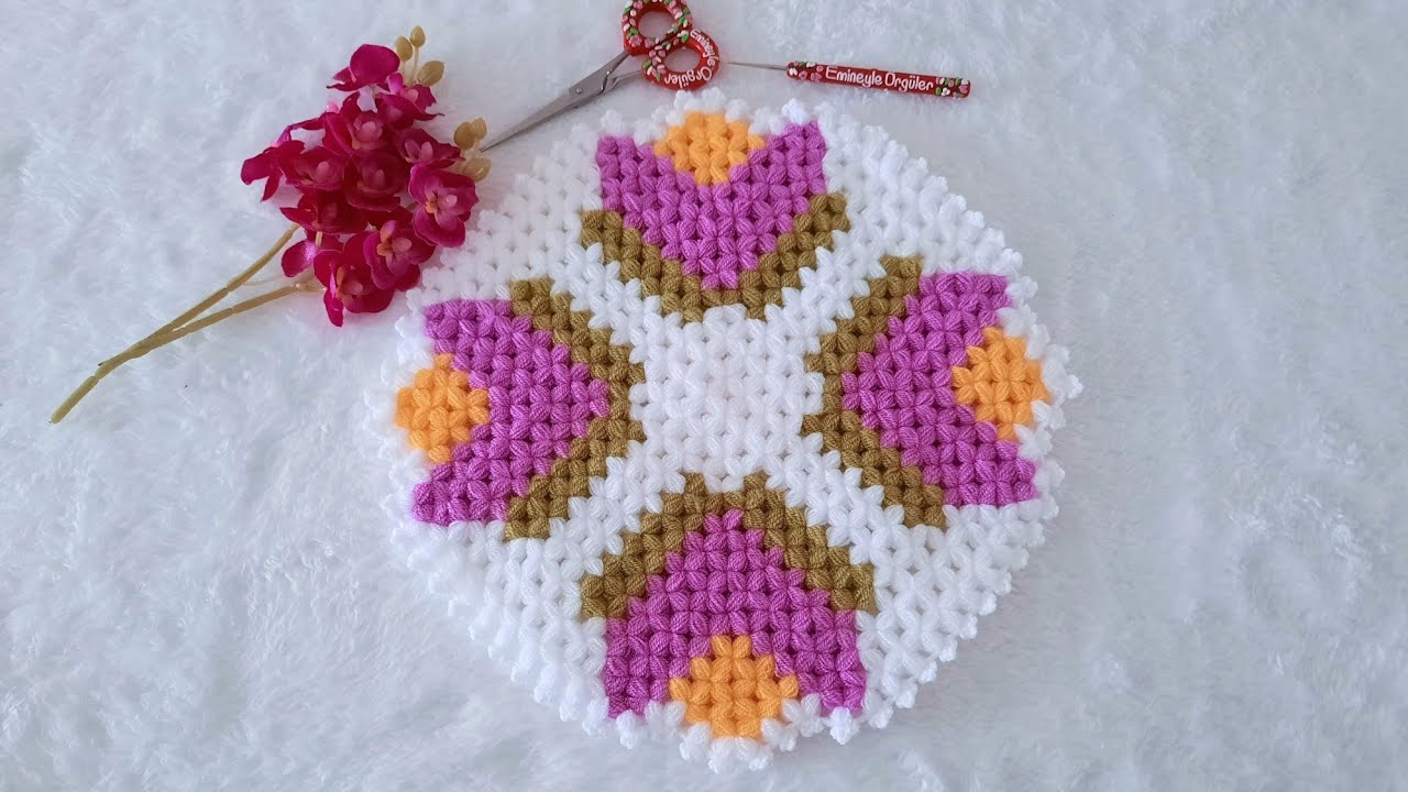 2024💜the most beautiful tulip model 🧶⚘️muhteşem lale lif modeli 🌷#knitting #crochet#enyenimodeller