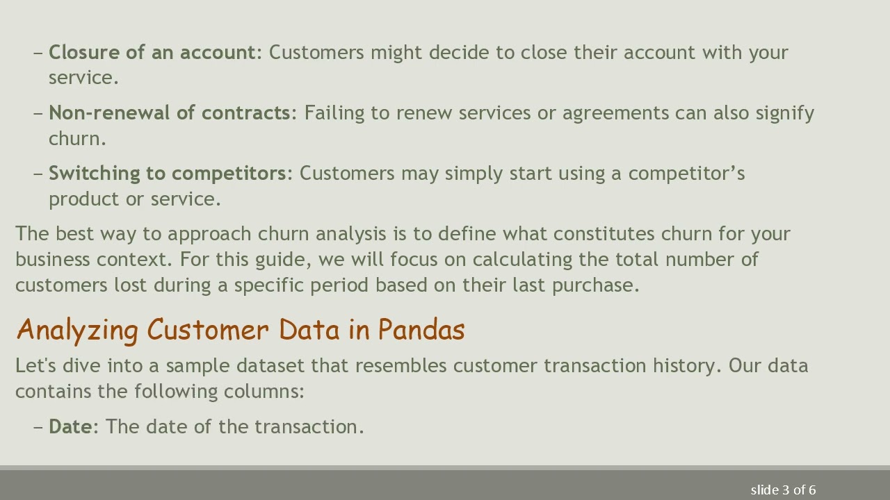 How to Calculate Churned Customers in Pandas