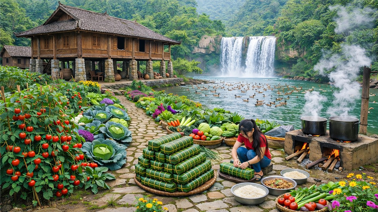 Woman Living Alone in the Forest – Harvesting Special Leaves to Make Cakes for the Market