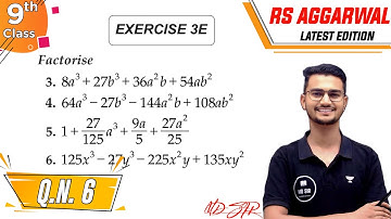 Rs Aggarwal Class 9 | Exercise 3E Q. 6 | Chapter 3 Factorisation of Polynomials | Md Sir Class 9