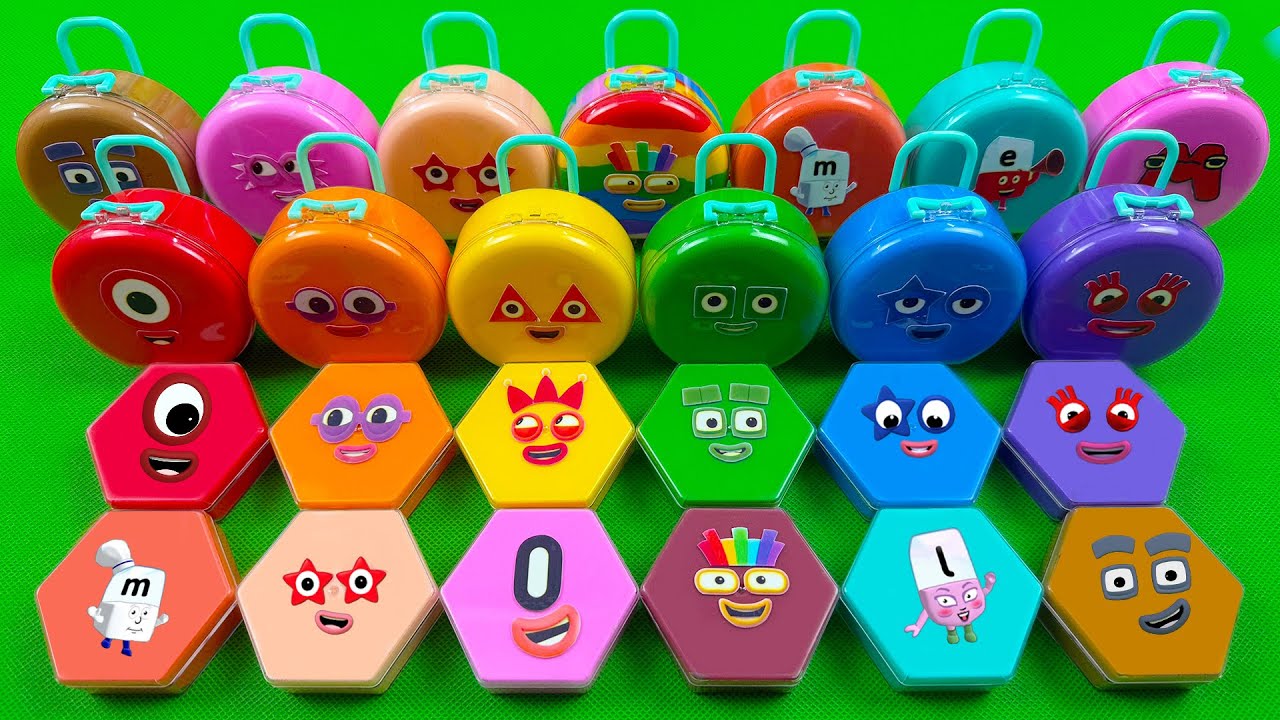 Numberblocks – Look🌈 Slime & Clay with Mini Hexagon, Suitcase Coloring! Satisfying Slime Video, ASMR