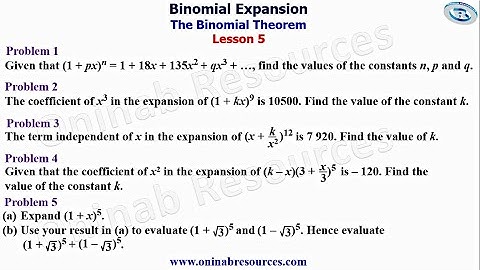 Binomial Theorem: Lesson 5