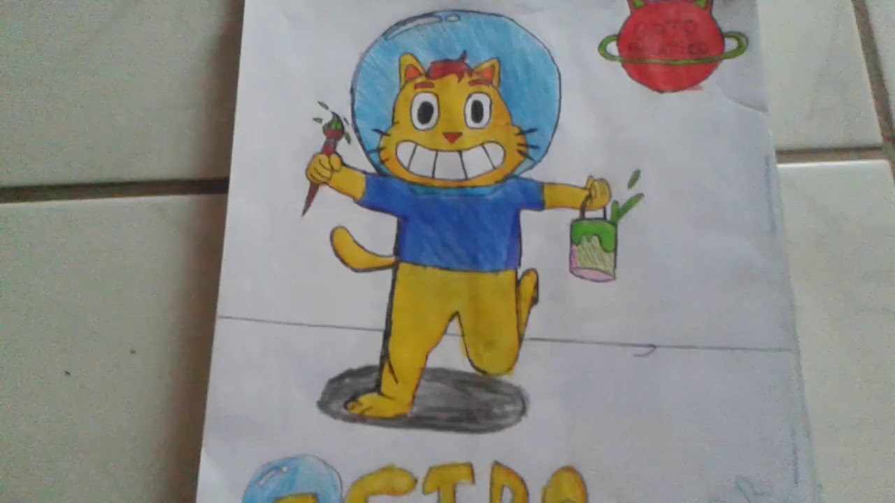 Desenhando o gato galáctico 💫 #desenho #kids #arte #drawing #fy #esbo