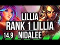 Lillia vs nidalee jgl  rank 1 lillia 13216 dominating rank 23  kr challenger  149