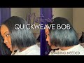 Protective Cap Quickweave with leave out | Blunt Cut Bob using Empire Yaky Hair *no braiding needed*