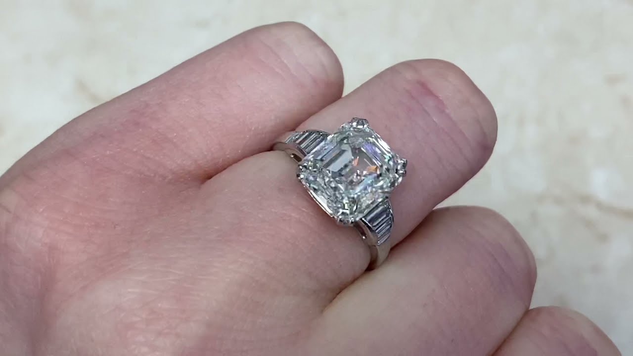 Tiffany & Co Platinum Square Cut Diamond 0.22ct VS2 D Triple x Engagement Ring