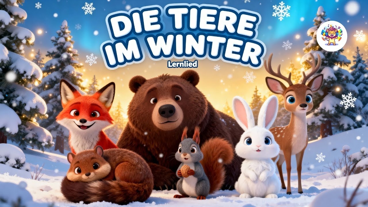 Tiere im Winter Kinderlied 🦔 ️ Igel, Bär & Eichhörnchen | Lernlied für