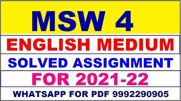 MSW 4 Solved Assignment 2021-22 in ENGLISH,  Whatsapp For Pdf  9992290905.