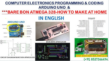 IN ENGLISH -BARE BON ATMEGA 328 (MINI ARDUINO UNO)-HOW TO MAKE AT HOME, ARDUINO PROGRAMMING, CODING