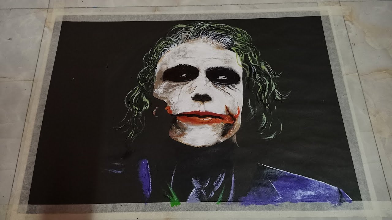 Joker drawing/acrylic painting/joker drawing with acrylic colour/how to