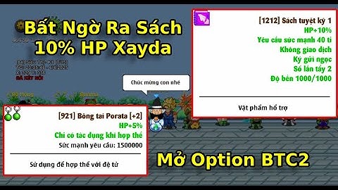 Ngọc Rồng Online | Mở Option Bông Tai Cấp 2 Và Bất Ngờ Được Admin Tặng Sách Tuyệt Kĩ 10% HP Xayda