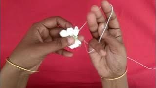 Traditional & normal method to tie jasmine flower garland for beginners/maligai poo kattuvadhu  epdi