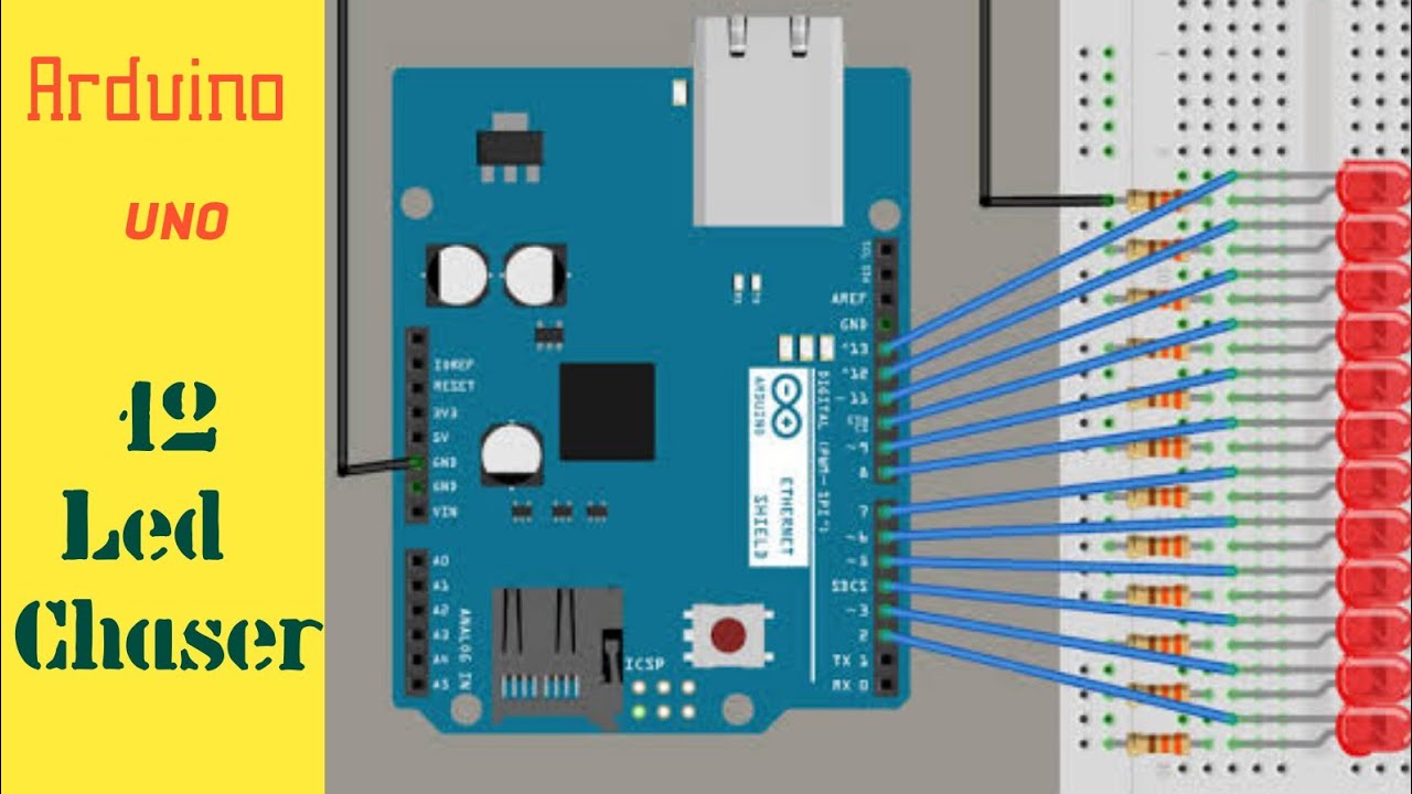 Led chaser using ARDUINO UNO || 12 pattern || PROTEUS TUTORIAL ...