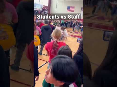 Tug a war students vs staff at assembly this at Grandville middle school my school