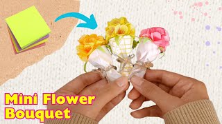 How To Make Small Paper Flower Bouquet| Sticky Note Origami | Easy Paper Flower Craft Tutorial