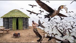Surviving Alone! I Made a Shelter From Car Tires — 5,000 Birds Attacked My Fishing