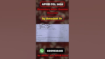 APSSB CGL 2024 I ELEMENTARY MATHS I by Amarjeet Sir #apssb #apssbcgl #apssbmaths