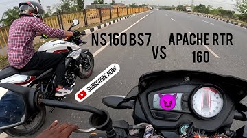 Pulsar NS160 BS7 Vs Apache RTR160 Drag Race  || Ns160 ⚡RTR 160 🔥😈