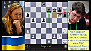 АННА УШЕНІНА - ЮЛІАННА ТЕРБЕ. ПАРТІЯ 2. Чемпіонат Європи з шахів серед жінок 2024.