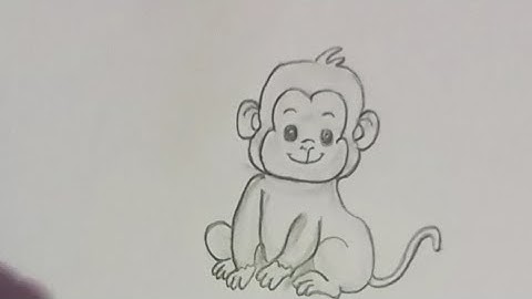 How to draw monkey/monkey drawing/simple monkey drawing/easy  monkey drawing with M @drawingwithtiti