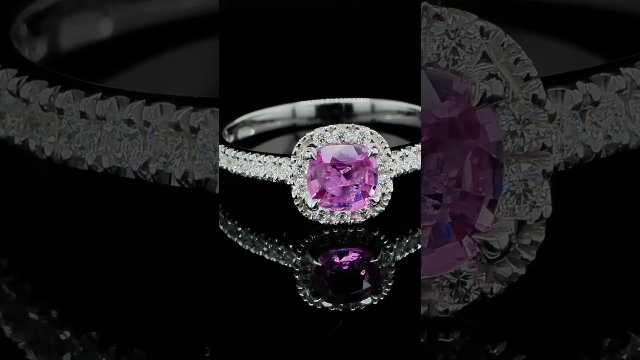 Lasciatevi Ispirare - Nuova Collezione Di Gioielli Con Diamanti 2025 26 - Orogem Jewelers Cushion Pink Sapphire Pavé Halo Diamond Engagement Ring: A Symbol Of Elegance - Orogem Jewelers