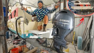 I Mounted The New MOTOR On My HOUSEBOAT!! (swim deck - project update!!)