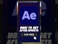 How to Download Adobe After Effects for Free?!