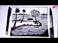 Easy how to draw natural scenery with black pen real artmaster