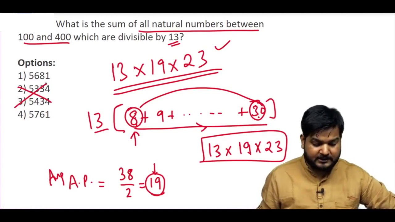 Q8. What is the sum of all natural numbers between 100 and 400.....?  (#SSCCGL Maths Questions) - YouTube