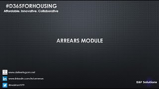 Managing Arrears - #D365ForHousing