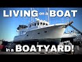 YIKES! We're living in a BOATYARD aboard our NORDHAVN 43 trawler! [MV FREEDOM SEATTLE]