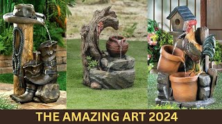 Water Fountain Garden Ideas to Transform Your Outdoor Oasis - Stone Pebbles Art - Wood Art