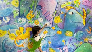 HOMESCHOOL ART  Emilie's BIG 4m x 4m Acrylic Painting (40 mins)