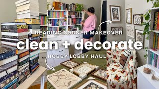 Cozy Reading Corner Makeover | Bookshelf Reset & Hobby Lobby Decor Haul