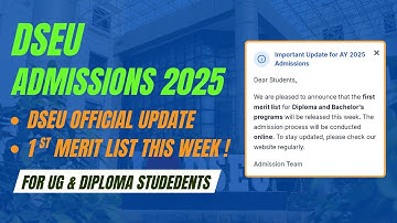 DSEU Merit List 2025 Releasing This Week | Official Update | DSEU Admissions 2025