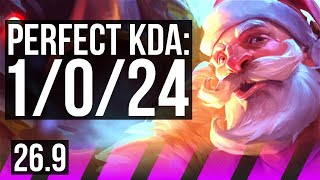 BRAUM &amp; Jinx vs LULU &amp; Ashe (SUP) | Perfect KDA: 1/0/24 | TR Grandmaster | 26.9