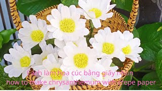 Nhungdao Tv | Cách làm hoa cúc bằng giấy nhún |how to make chrysanthemum with crepe paper | diy
