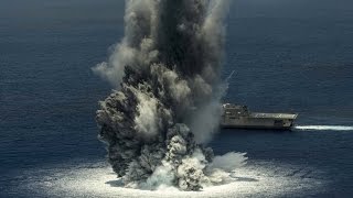 Navy video shows ship undergoing test explosion