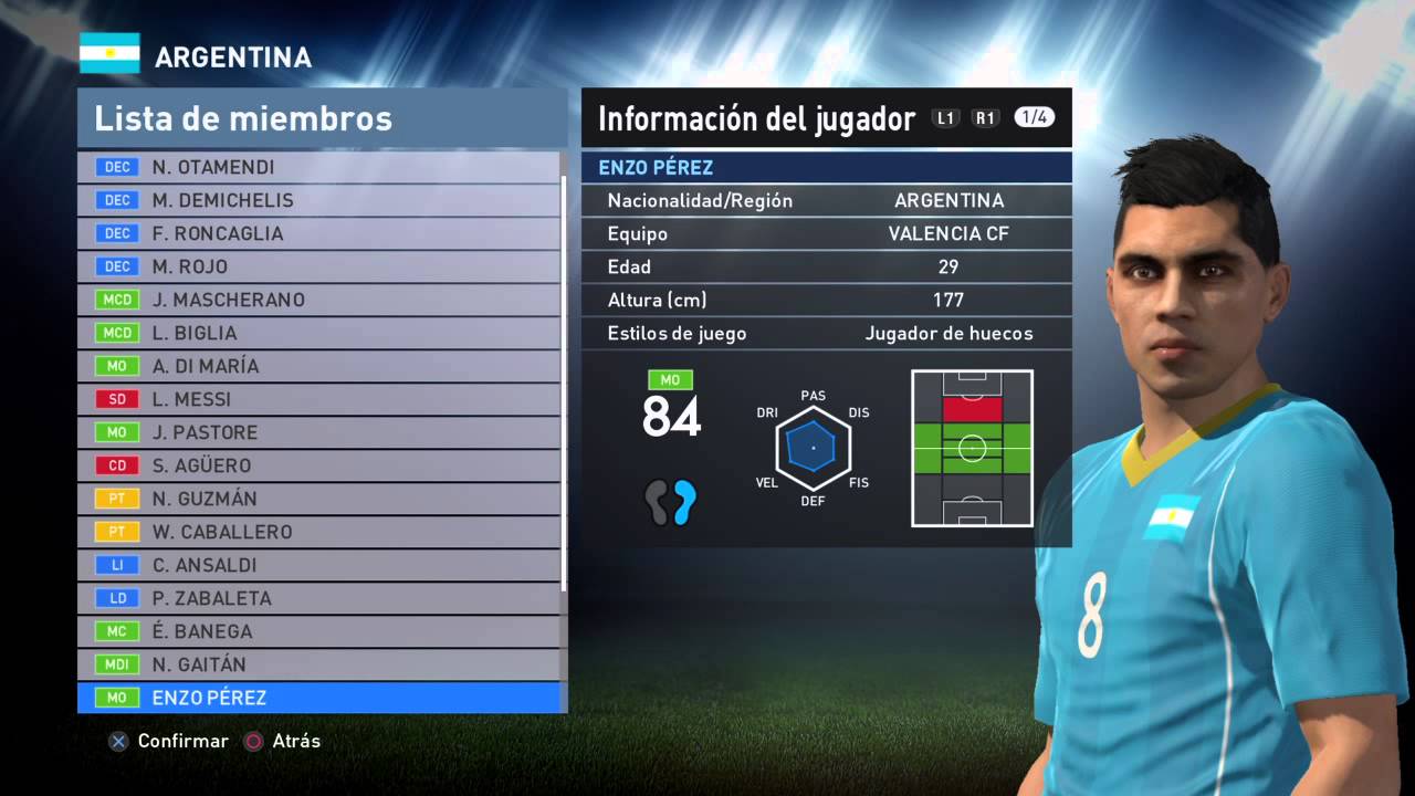 Pro Evolution Soccer 2016 los jugadores de la seleccion argentina - YouTube