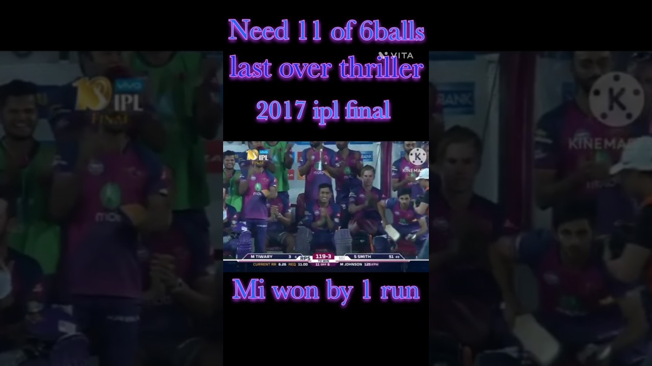 Best ipl final ever MivsRps last over thriller Mi won by 1 run 2017 ipl final 