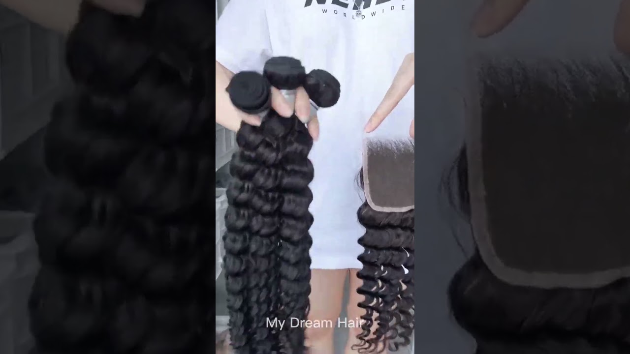 30inch Natural Deep Wave Virgin Hair Bundle  and 16inch Deep Wave 4×4 HD Closure 