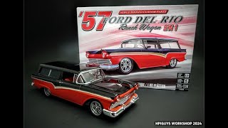 1957 Ford Del Rio Wagon Restomod 1/25 Scale Model Kit Build How to Assemble Paint Two Tone Interior