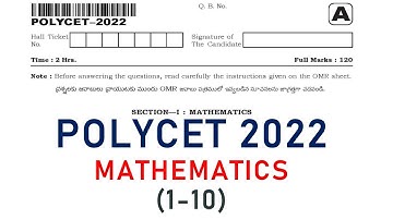 POLYCET 2022 Mathematics solutions (1-10) questions