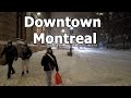 Downtown montreal  winter snowstorm 4k