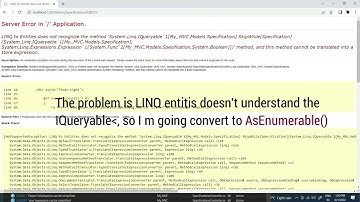 LINQ to Entities does not recognize the method 