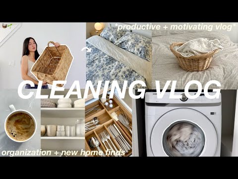 CLEANING VLOG *productive + motivating* 🧺 organization/clean my house with me