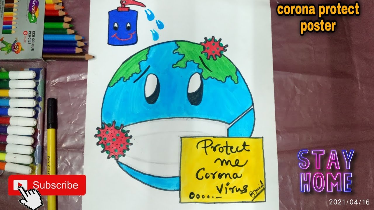 How to Draw corona poster //drawing banana sikhaye //(bhai ki arts) 