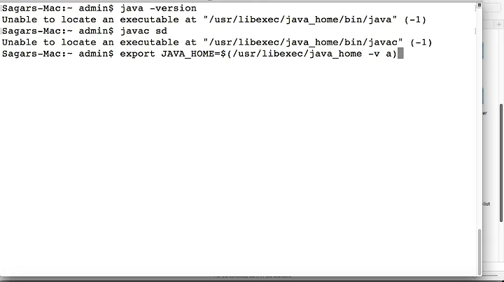 unable to locate an executable at java and javac | JAVA_HOME in mac