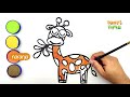 Como Dibujar y Pintar Jirafa Paso a Paso - Dibujos Para Niños - How to Draw and paint