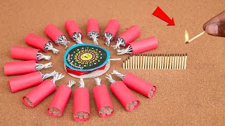 Lots of Bijali Bomb and Chakkar vs Matchstick Chain Reaction Dominos | Crackers Experiment 😱
